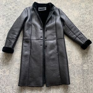 J Brand Faux Leather and Shearling overcoat